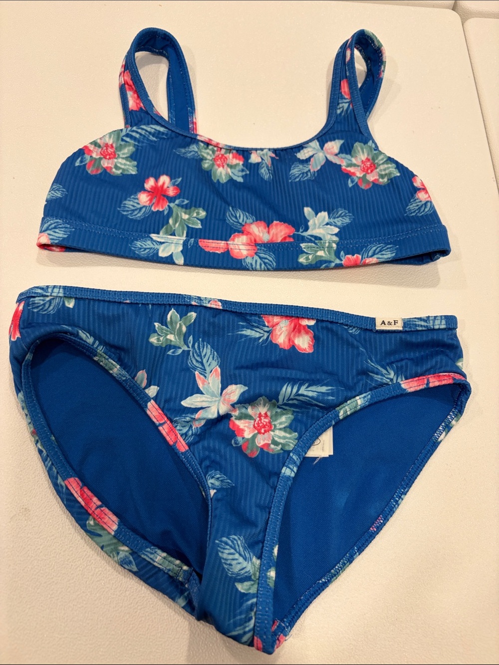 abercrombie kids Blue Floral Scoop Two-Piece Swim Bikini